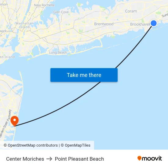 Center Moriches to Point Pleasant Beach map
