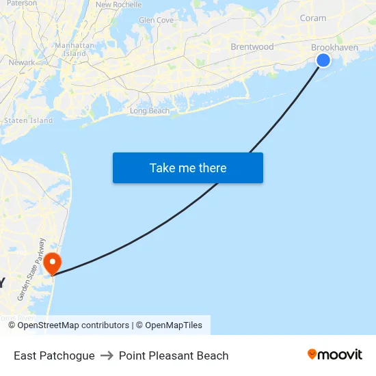 East Patchogue to Point Pleasant Beach map