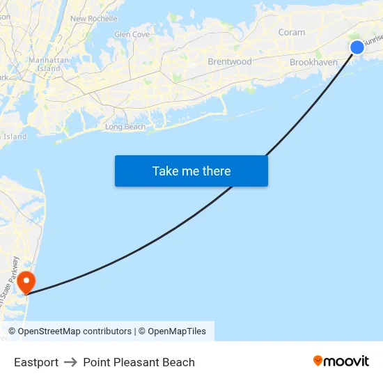Eastport to Point Pleasant Beach map