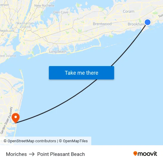 Moriches to Point Pleasant Beach map