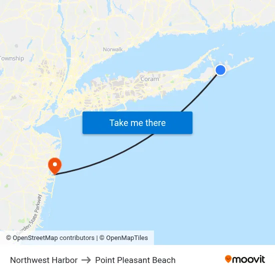 Northwest Harbor to Point Pleasant Beach map