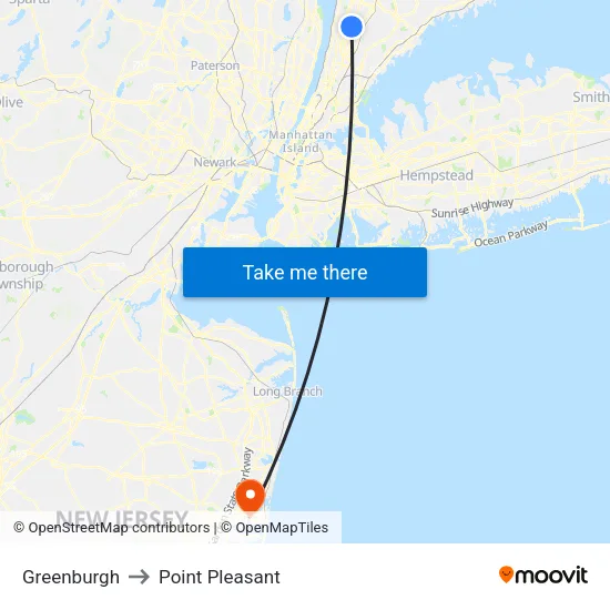 Greenburgh to Point Pleasant map