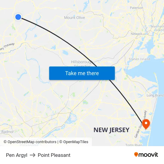 Pen Argyl to Point Pleasant map
