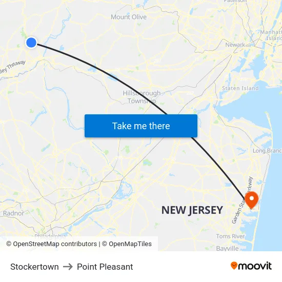 Stockertown to Point Pleasant map