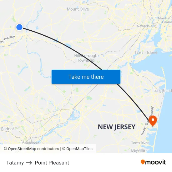 Tatamy to Point Pleasant map