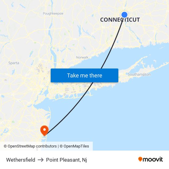 Wethersfield to Point Pleasant, Nj map