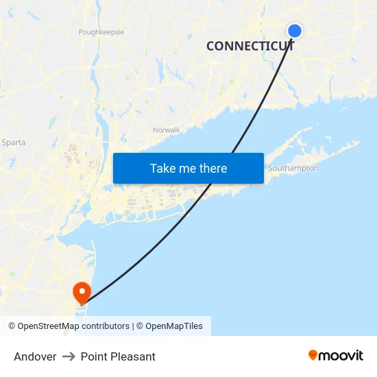 Andover to Point Pleasant map