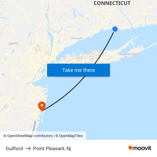 Guilford to Point Pleasant, Nj map
