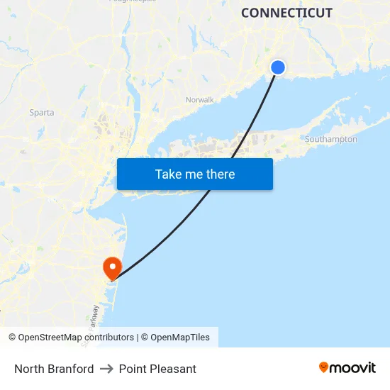 North Branford to Point Pleasant map