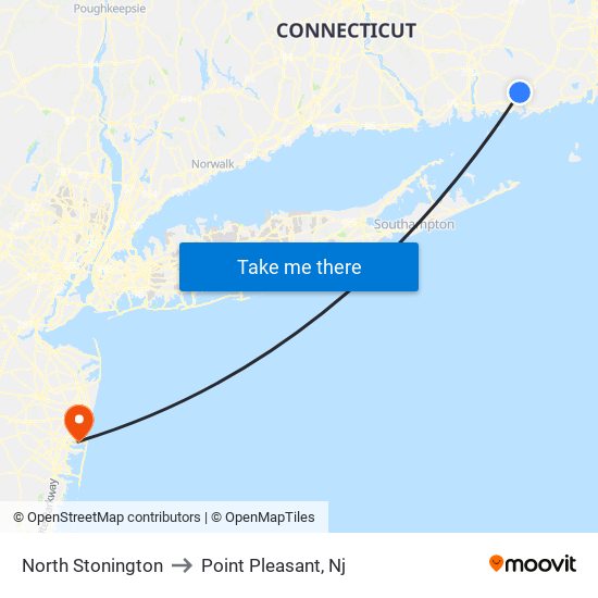 North Stonington to Point Pleasant, Nj map