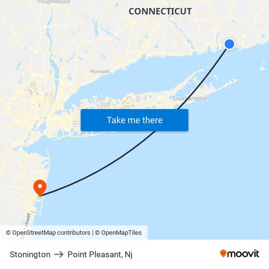 Stonington to Point Pleasant, Nj map