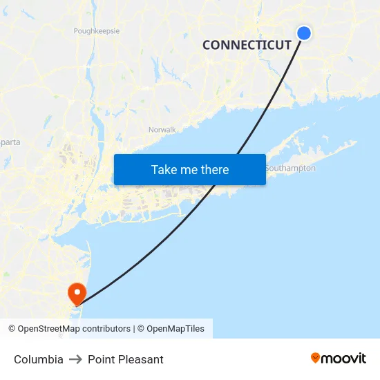 Columbia to Point Pleasant map