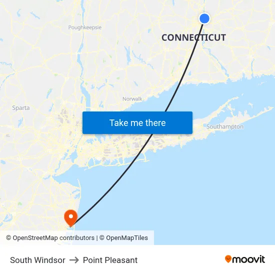 South Windsor to Point Pleasant map