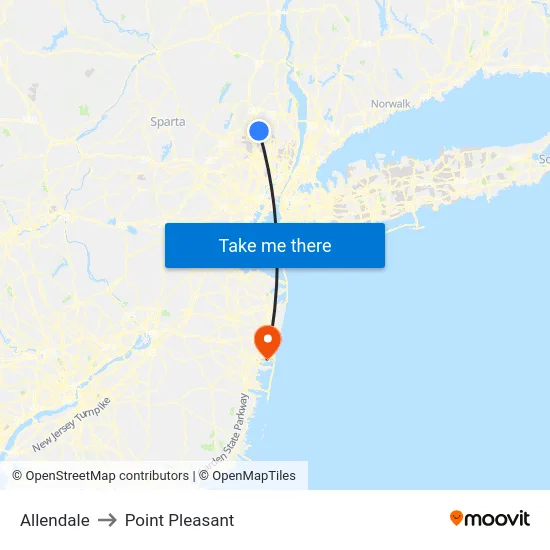 Allendale to Point Pleasant map