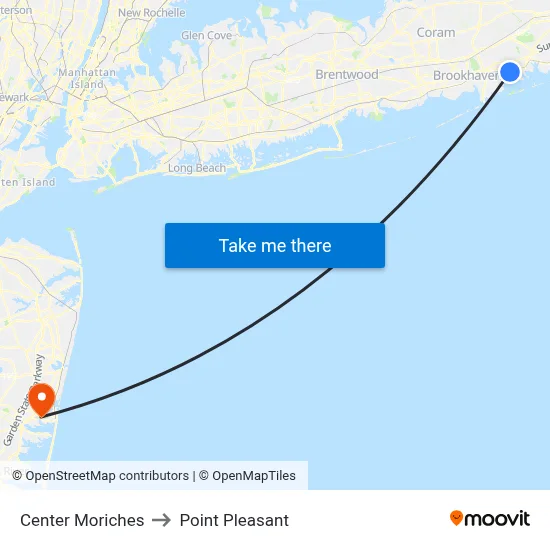 Center Moriches to Point Pleasant map