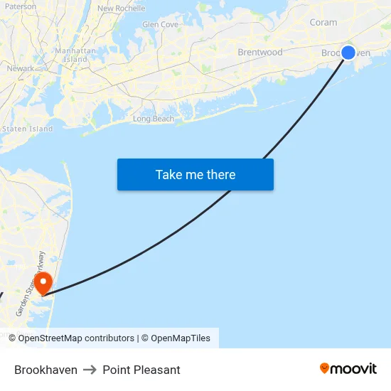 Brookhaven to Point Pleasant map
