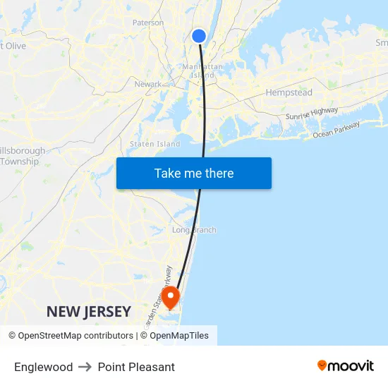 Englewood to Point Pleasant map