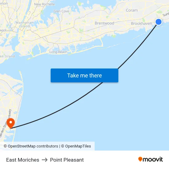 East Moriches to Point Pleasant map