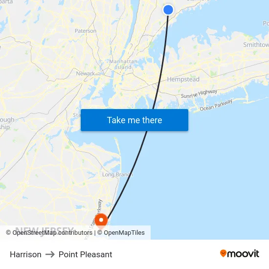 Harrison to Point Pleasant map