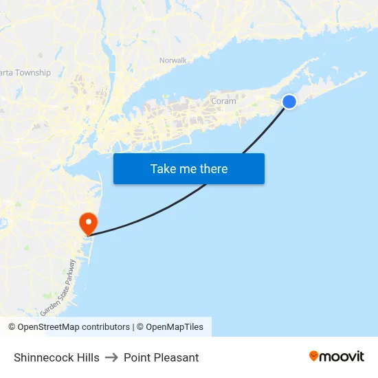 Shinnecock Hills to Point Pleasant map