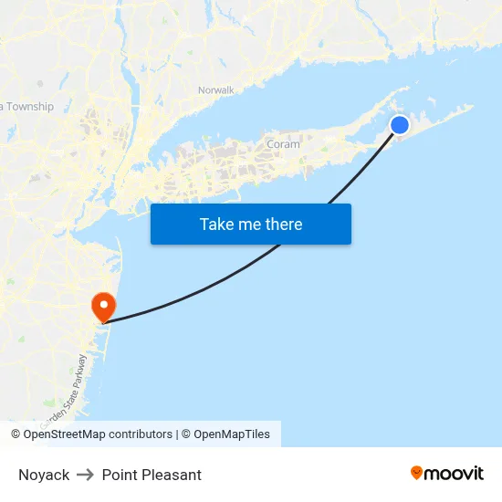 Noyack to Point Pleasant map