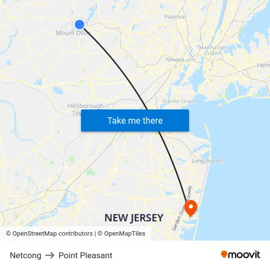 Netcong to Point Pleasant map