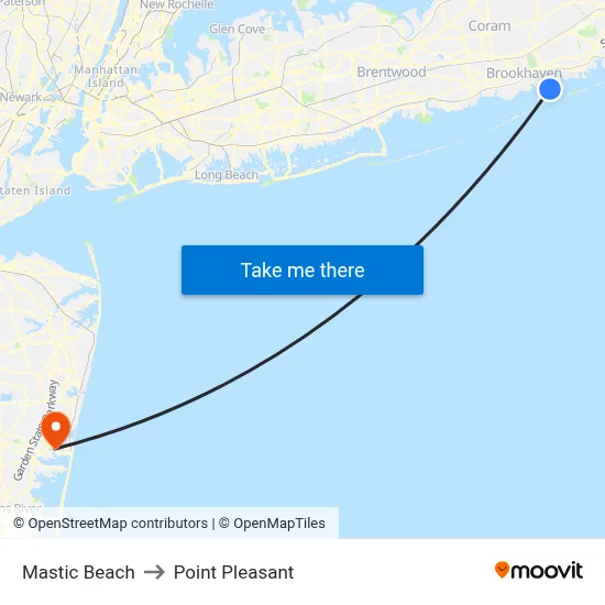 Mastic Beach to Point Pleasant map