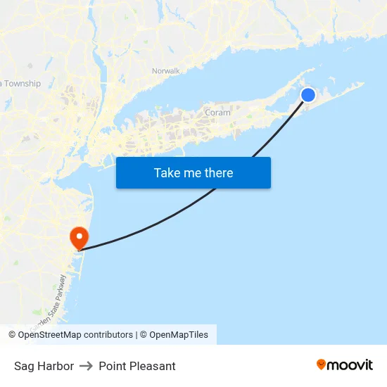 Sag Harbor to Point Pleasant map