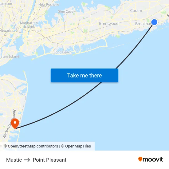 Mastic to Point Pleasant map