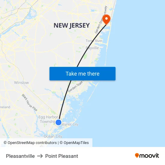 Pleasantville to Point Pleasant map
