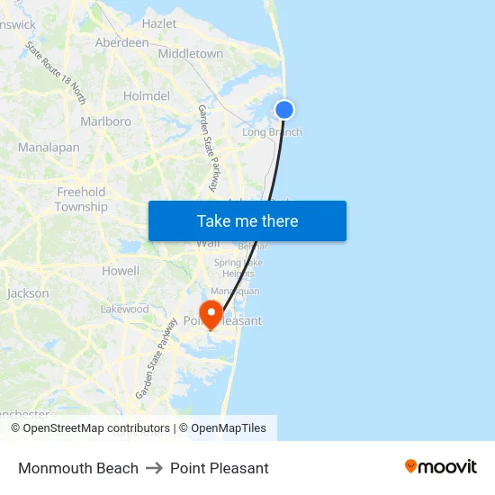 Monmouth Beach to Point Pleasant map