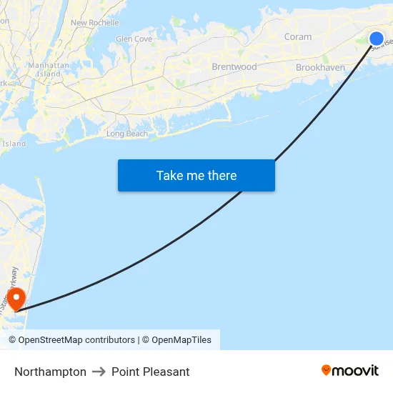 Northampton to Point Pleasant map