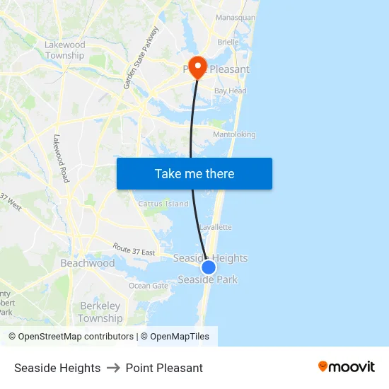 Seaside Heights to Point Pleasant map