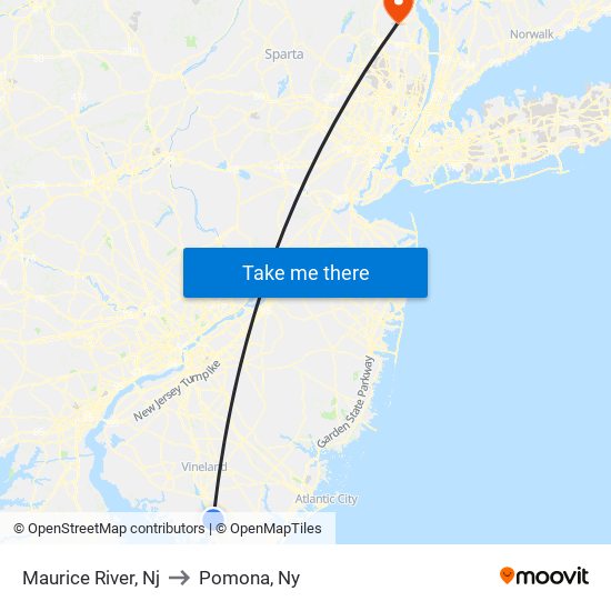 Maurice River, Nj to Pomona, Ny map