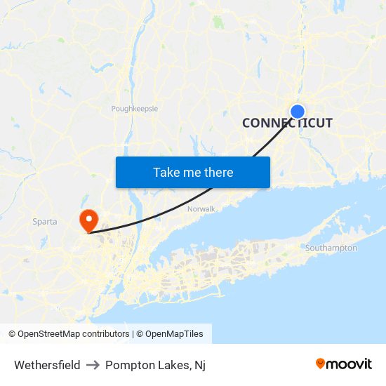 Wethersfield to Pompton Lakes, Nj map