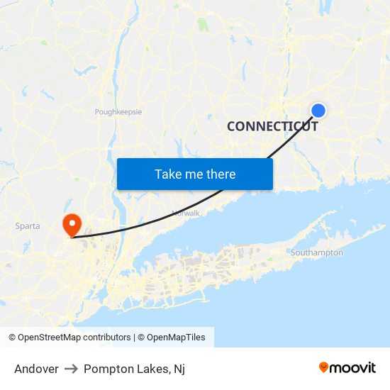 Andover to Pompton Lakes, Nj map