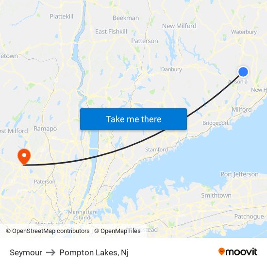 Seymour to Pompton Lakes, Nj map