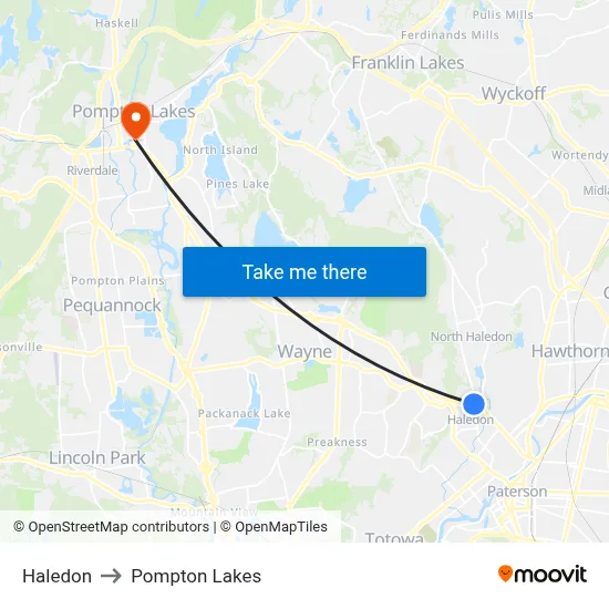 Haledon to Pompton Lakes map