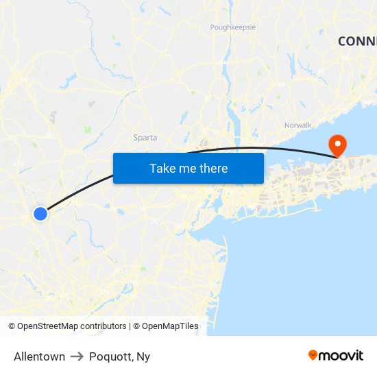 Allentown to Poquott, Ny map