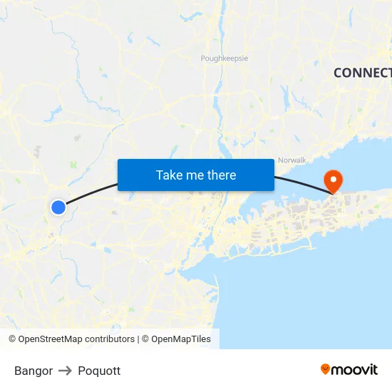 Bangor to Poquott map