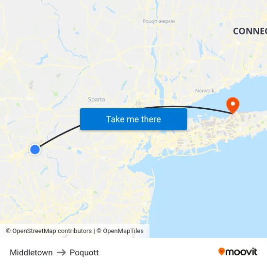 Middletown to Poquott map
