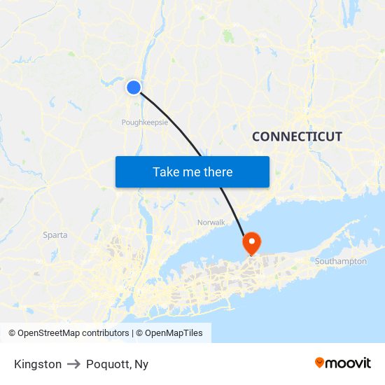 Kingston to Poquott, Ny map