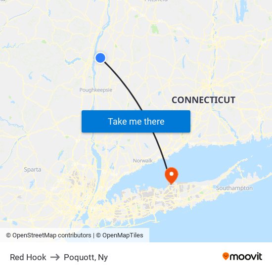 Red Hook to Poquott, Ny map