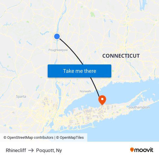 Rhinecliff to Poquott, Ny map