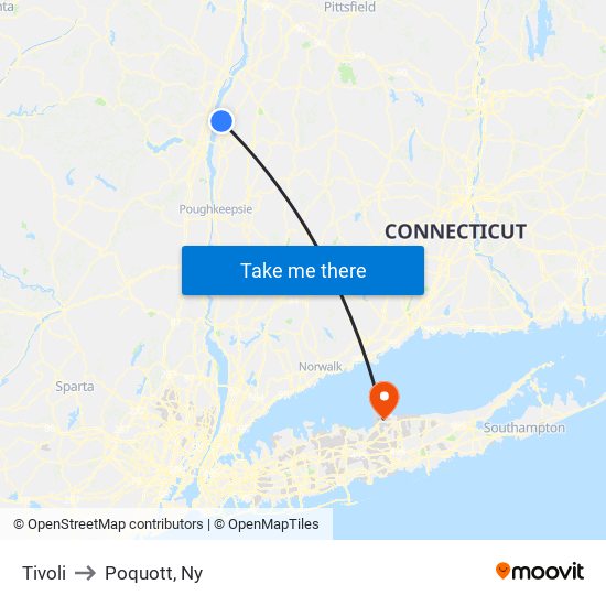 Tivoli to Poquott, Ny map