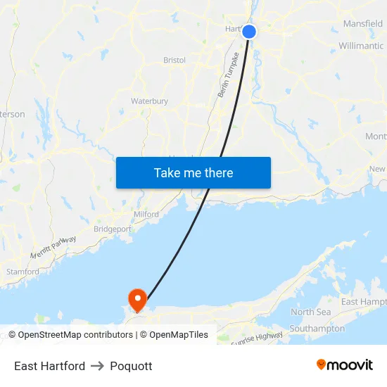 East Hartford to Poquott map