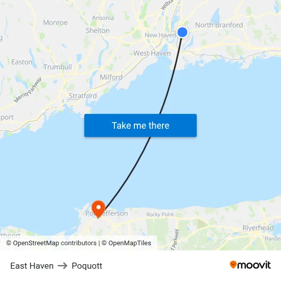 East Haven to Poquott map