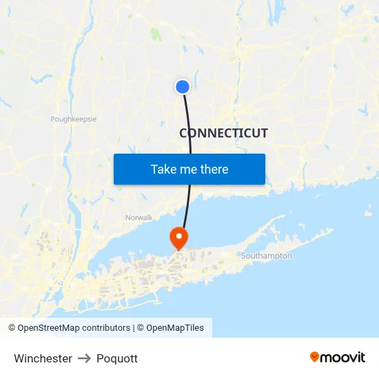 Winchester to Poquott map