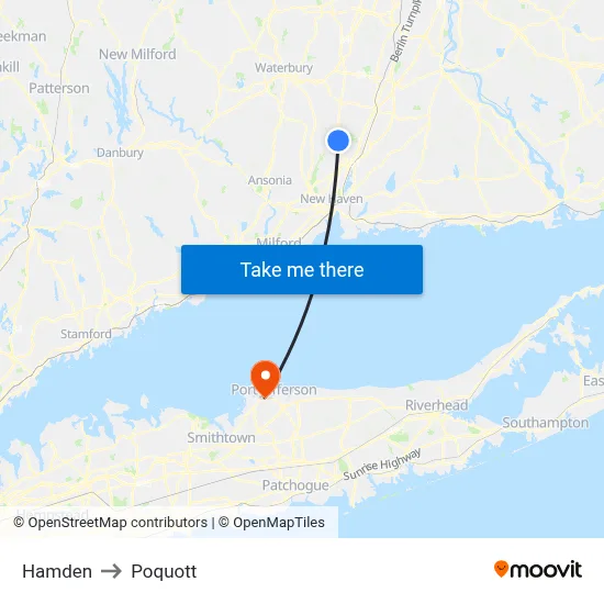 Hamden to Poquott map