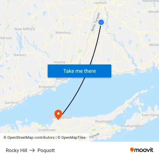 Rocky Hill to Poquott map